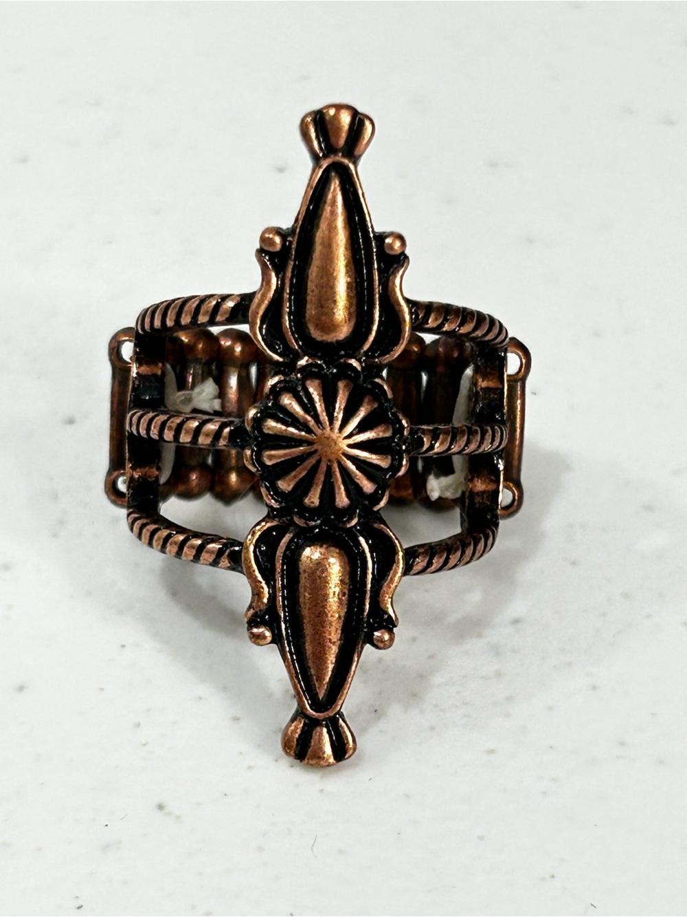Ornate Copper-Tone Floral Ring | Women Jewelry